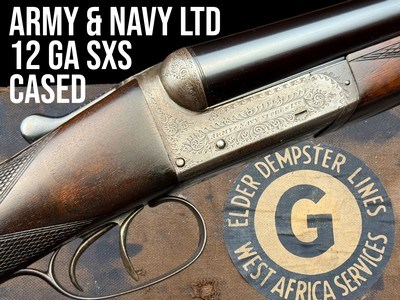 ARMY & NAVY LTD - 12 GA SXS - CASED W/ ACC - ELDER DEMPSTER WEST AFRICA