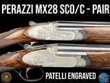PAIR - PERAZZI - MX28 SCO/C - 28 GA - 29.5" - 34-312-39 ENGRAVING SCENES BY PATELLI