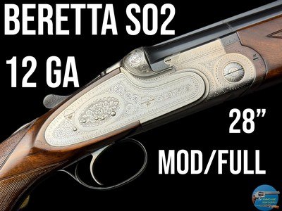 BERETTA SO2 12 GA SIDELOCK O/U - 28" MOD/FULL - HIGH COMB - 1975 - Image 1 of 20