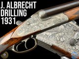 1931 J. ALBRECHT SIDELOCK DRILLING 12GAX12GAX8X57 - GAME SCENE ENGRAVED - Image 1 of 20