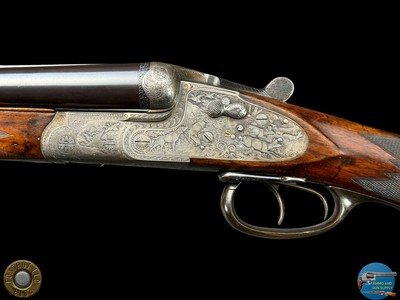 1931 J. ALBRECHT SIDELOCK DRILLING 12GAX12GAX8X57 - GAME SCENE ENGRAVED - Image 9 of 20