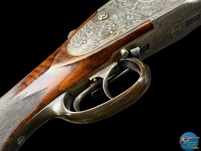 1931 J. ALBRECHT SIDELOCK DRILLING 12GAX12GAX8X57 - GAME SCENE ENGRAVED - Image 8 of 20