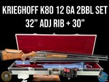 KRIEGHOFF K-80 12 GA - 2 BARREL SET - 32" W/ ADJ. RIB + 30" - CASED W/ ACC - LH STOCK