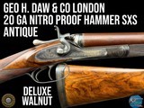 GEO H. DAW & CO LONDON - 20 GAUGE 2.5" NITRO PROOF HAMMER SXS - ANTIQUE - 1 of 20
