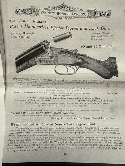 WESTLEY RICHARDS | DROPLOCK | PATENT PIGEON & DUCK GUN | 12GA - 30