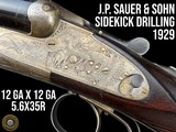 PRE-WAR J.P. SAUER & SOHN SIDELOCK DRILLING - 12-12-5.6X35R - GAME SCENE ENGRAVED - Image 1 of 20