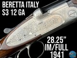BERETTA ITALY S3 12 GA SIDELOCK O/U - 28.25" IM/FULL - MADE IN 1941 - Image 1 of 20