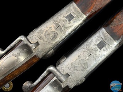 FERLIB ITALY - PAIR OF ROUND-BODY SIDELEVER 20 GA SXS - TALENTI ENGRAVED - Image 18 of 20