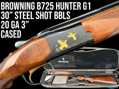 BROWNING B725 HUNTER G1 LH 20 GA 3" - 30" STEEL SHOT BARRELS - GOLD BIRDS - Image 1 of 20
