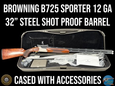 BROWNING B725 SPORTER - 12 GA 3" - 32" STEEL SHOT BARRELS - CASED - Image 1 of 20