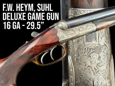 F.W. HEYM GERMANY- 16 GA SXS - GAME SCENE ENGRAVED - 29.5" IM/FULL - Image 1 of 20