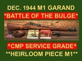 M1 GARAND DEC. 1944 SPRINGFIELD CMP SERV. SUPERLATIVE U.S. RIFLE .30 06 WW2