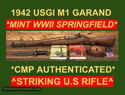 M1 GARAND 1942 SPRINGFIELD 6-DIGIT CMP BEAUTIFUL U.S. RIFLE WW2 .30-06