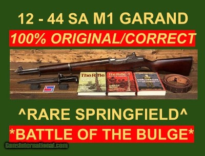 M1 GARAND DEC. 1944 SPRINGFIELD ARMORY ALL ORIGINAL BATTLE RIFLE .30-06 WW2