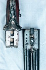 AYA No. 1 Sidelock 12 Ga S/S Matching Set, Single Selective Trigger, Hand Detachable Lock, Consecutive Serial Numbers - 12 of 14