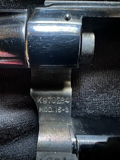 Smith & Wesson 1969 Model 15 3, K 38 Combat Masterpiece, Pre Lock, Pinned Barrel - Image 14 of 14