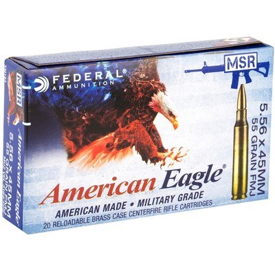 Federal American Eagle 55 gr FMJ-BT 5.56x45mm NATO Ammunition
Full Metal Jacket 180 Rounds