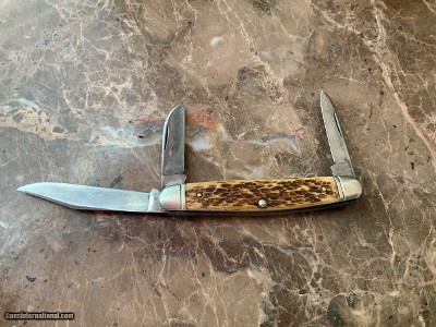 Western Folding Knife, Boulder, Colorado. Stag Handle