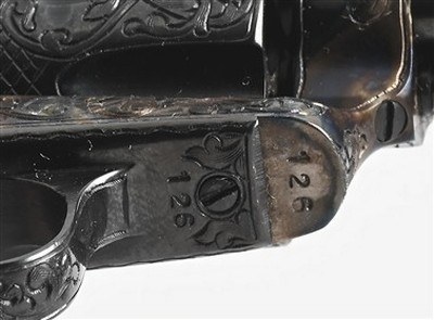 ENGRAVED BUNTLINE MINATURE REVOLVER AFTER COLT SAA FLAT TOP - Image 5 of 8