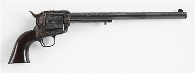 ENGRAVED BUNTLINE MINATURE REVOLVER AFTER COLT SAA FLAT TOP - Image 2 of 8