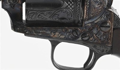 ENGRAVED BUNTLINE MINATURE REVOLVER AFTER COLT SAA FLAT TOP - Image 8 of 8