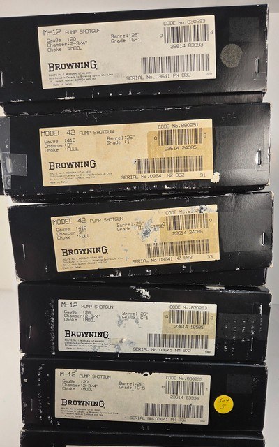 Browning ( SET OF SIX )
Model 42's and Model 12's
NIB
Grade V And Grade 1
Very Rare