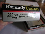 40 rds of Hornady 220 swift 60 gr HP new in boxes - 1 of 2