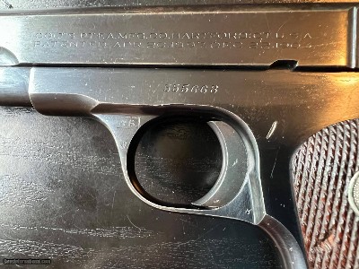 RARE COLT 1903 US PROPERTY “WB” PROOFED SUPERB!