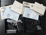 Pair of mint Walther Manurhin PPK/S pistols - ANIB - .22 “duraguard” and blued.