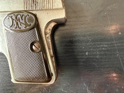 ORIGINAL NICKEL EARLY JAPANESE ISSUE (?) FN BROWNING 1905 1906 .25 ACP PISTOL - Image 3 of 11