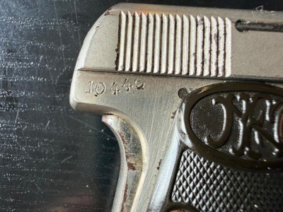ORIGINAL NICKEL EARLY JAPANESE ISSUE (?) FN BROWNING 1905 1906 .25 ACP PISTOL - Image 6 of 11