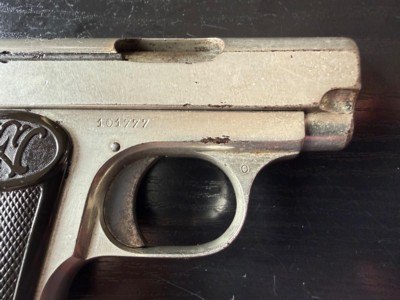 ORIGINAL NICKEL EARLY JAPANESE ISSUE (?) FN BROWNING 1905 1906 .25 ACP PISTOL - Image 5 of 11