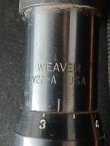 Vintage Weaver V22-A 3-6x Rifle Scope 7/8 Inch Tube with .875 Rimfire Rings - 2 of 2