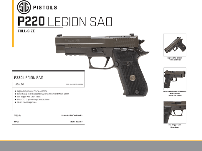 ON SALE! SIG SAUER 220R-45-LEGION-SAO-R2 P220 LEGION SAO 45 ACP 8+1, 4.40