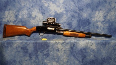 USED MOSSBERG 500A RIFLED 12 GA SLUG GUN WITH SCOPE - Image 1 of 6