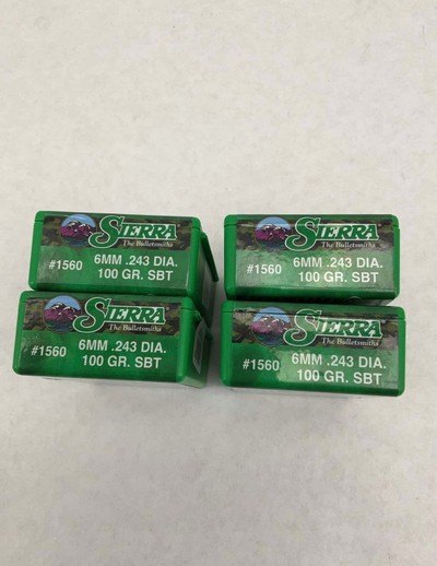 Sierra GameKing 6mm .243 Diameter 100 Grain SBT Rifle Bullets - Image 1 of 3