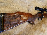 Custom Hand-carved Majestic Herd Bull in Select Grade Walnut in .300 Weatherby Magnum 
