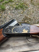 Krieghoff K80 12 gauge Pro Sporter 32 Inch Barrel Custom Engraved 24K Gold Inlays CAT005 Stock.