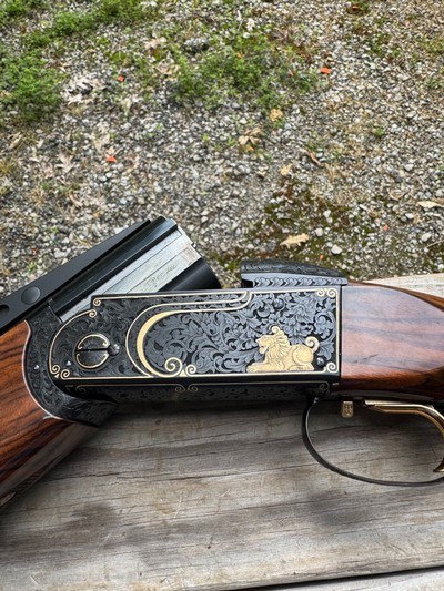Krieghoff K80 12 gauge Pro Sporter 32 Inch Barrel Custom Engraved 24K Gold Inlays CAT005 Stock. - Image 1 of 10