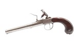 Engraved Antique T. Richards Cannon-Barrel Flintlock Pistol – with Silver Inlay
