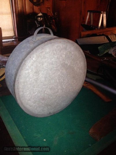 antique tin lariat storage bin