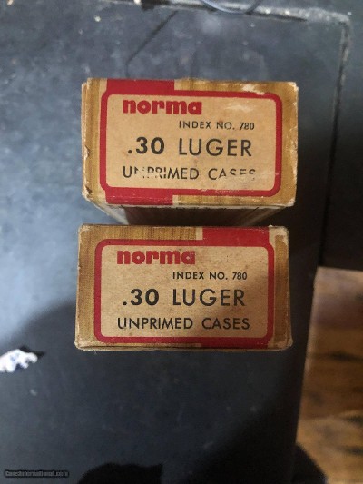 2 boxes of Norma 30 Luger unprimed brass