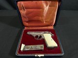 (SALE PENDING) WALTHER PPK/S – FACTORY SILVER PLATED FULL COVERAGE SCROLL ENGRAVING – INTERARMS ERA – EXTREMELY RARE – FACTORY CASE – COLLECTOR GRADE - 1 of 11