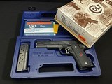COLT DELTA GOLD CUP – 10MM – HIGH POLISH ROYAL BLUE – MATCHING NUMBERED BOX – FACTORY FIRED ONLY – CIRCA 1989–1990 – EXTREMELY RARE - Image 1 of 15