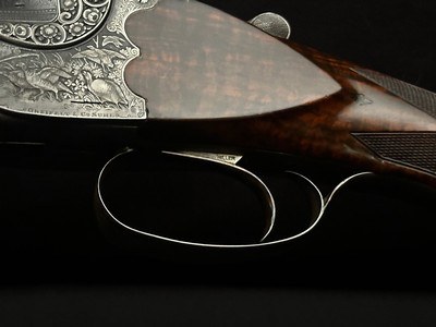 GREIFELT & SUHL NO. 1 – 20 GA – OVER/UNDER – FACTORY GAME SCENE ENGRAVING – PRE-WAR GERMAN SUHL GUILD GUN – EXHIBITION WALNUT – ROUND KNOB LONG TANG – - Image 6 of 23