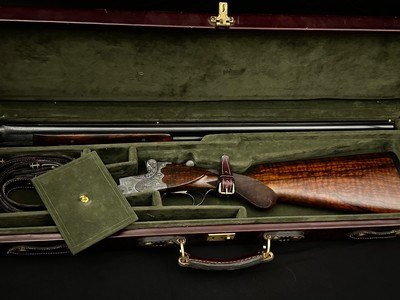 GREIFELT & SUHL NO. 1 – 20 GA – OVER/UNDER – FACTORY GAME SCENE ENGRAVING – PRE-WAR GERMAN SUHL GUILD GUN – EXHIBITION WALNUT – ROUND KNOB LONG TANG – - Image 23 of 23