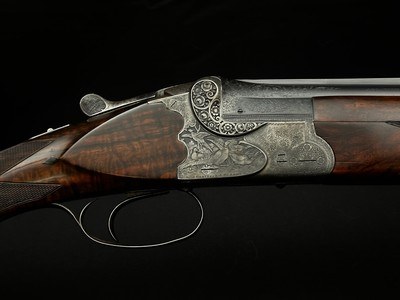 GREIFELT & SUHL NO. 1 – 20 GA – OVER/UNDER – FACTORY GAME SCENE ENGRAVING – PRE-WAR GERMAN SUHL GUILD GUN – EXHIBITION WALNUT – ROUND KNOB LONG TANG – - Image 1 of 23
