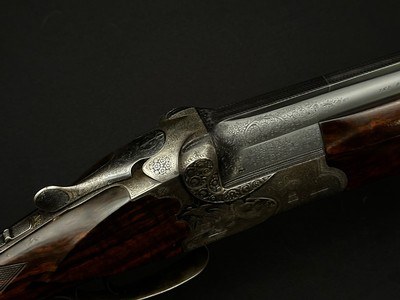 GREIFELT & SUHL NO. 1 – 20 GA – OVER/UNDER – FACTORY GAME SCENE ENGRAVING – PRE-WAR GERMAN SUHL GUILD GUN – EXHIBITION WALNUT – ROUND KNOB LONG TANG – - Image 5 of 23