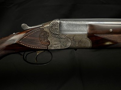 Pre War Greifelt No. 1 Game Scene Factory Engraved 12 GaugeElegant Suhl Double26Solid Rib BarrelsExhibition Walnut6.6 Lbs