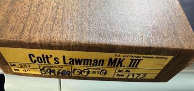 COLLECTORS GRADE: 1973 COLT LAWMAN MKIII, 4 INCH, W/ FACTORY BOX, .357 MAGNUM.- MINT CONDITION - Image 10 of 10